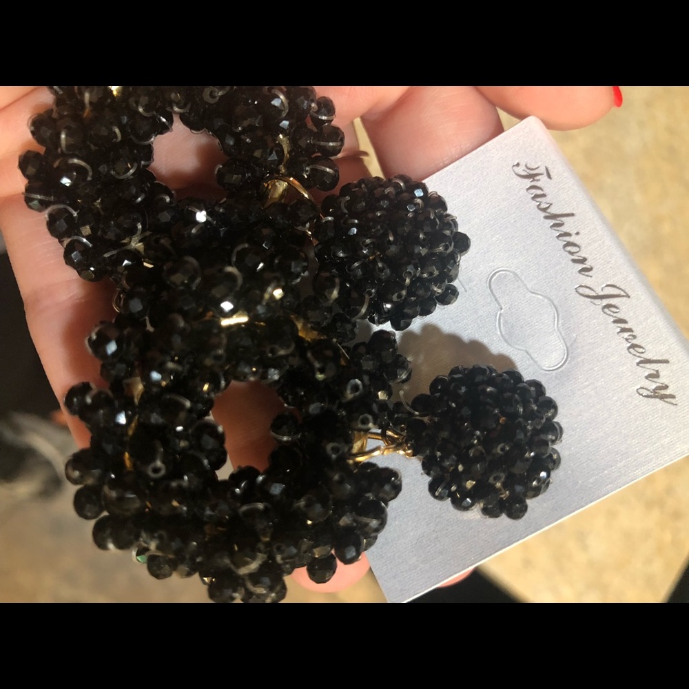 Black beaded earrings